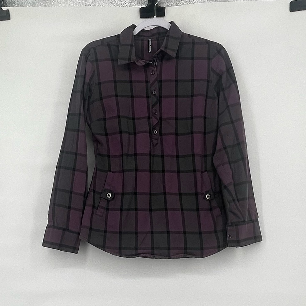Kuhl Purple and Black Plaid Button Down Shirt